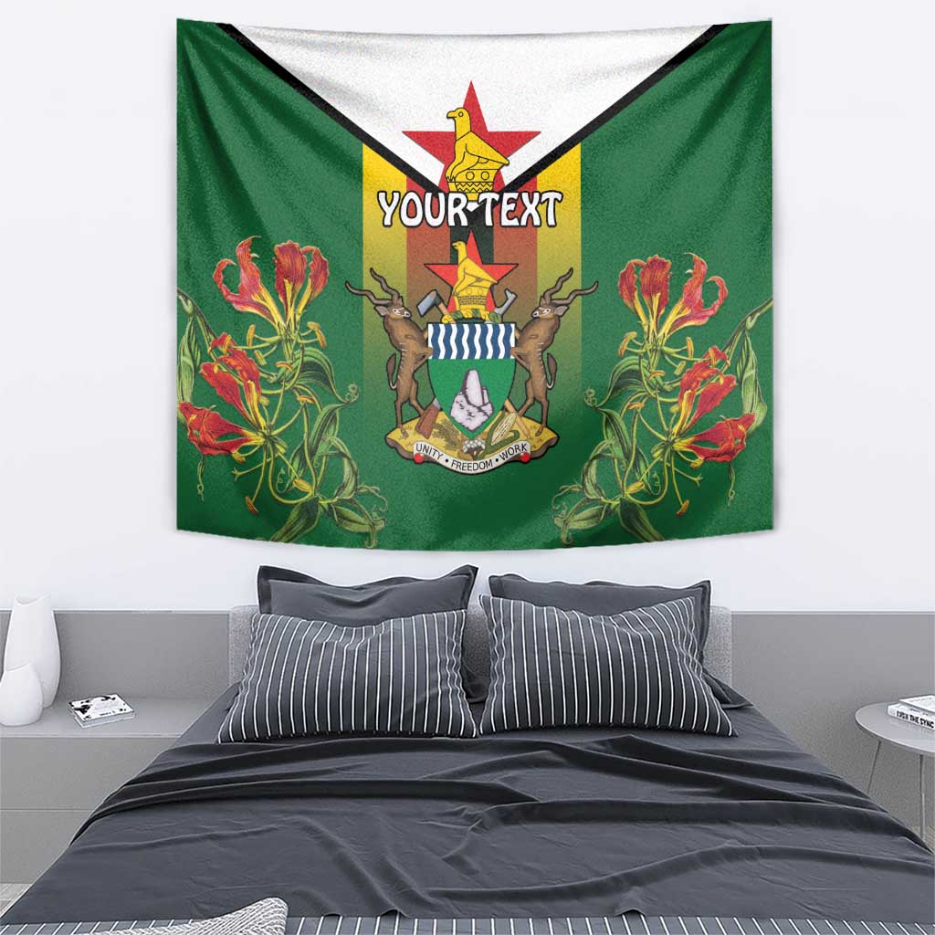 Personalised Zimbabwe Independence Day Tapestry Gloriosa Flower - Flag Style
