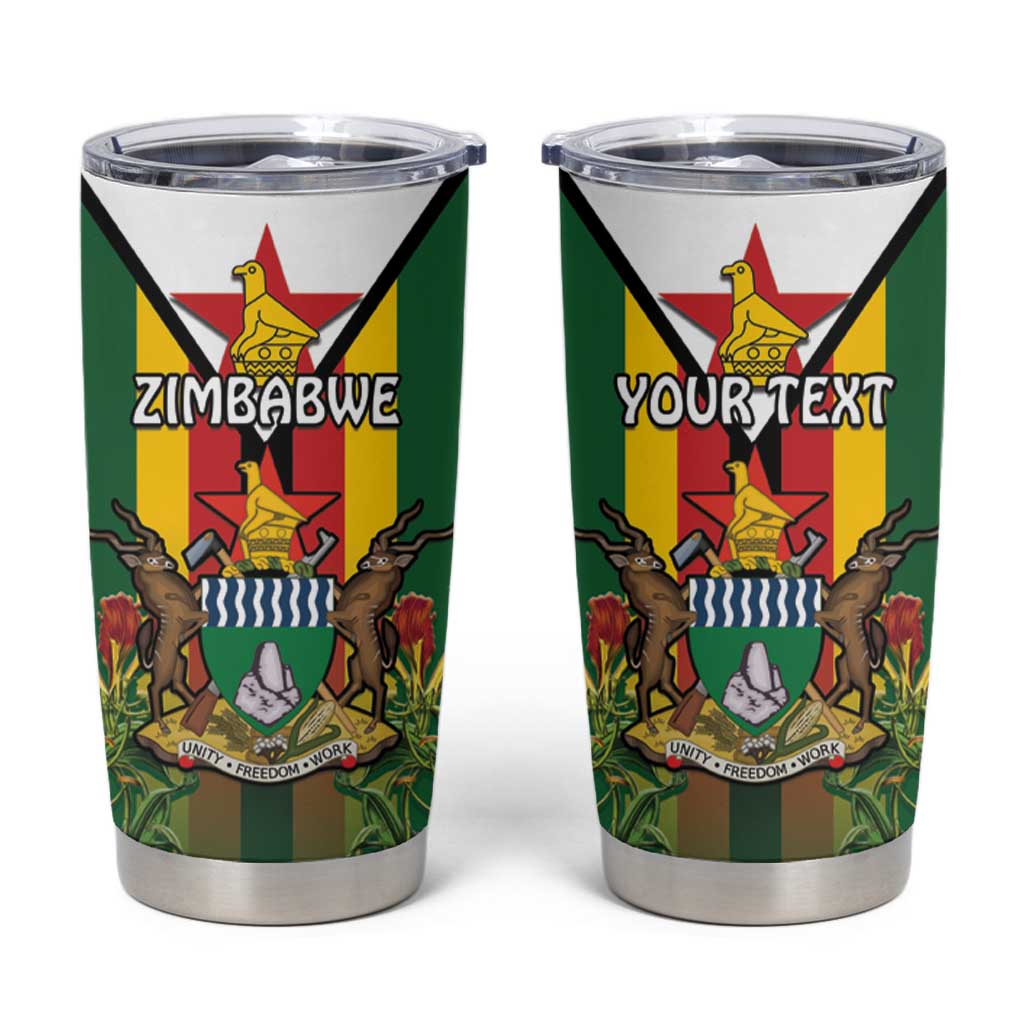 Personalised Zimbabwe Independence Day Tumbler Cup Gloriosa Flower - Flag Style