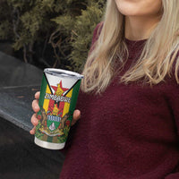 Personalised Zimbabwe Independence Day Tumbler Cup Gloriosa Flower - Flag Style