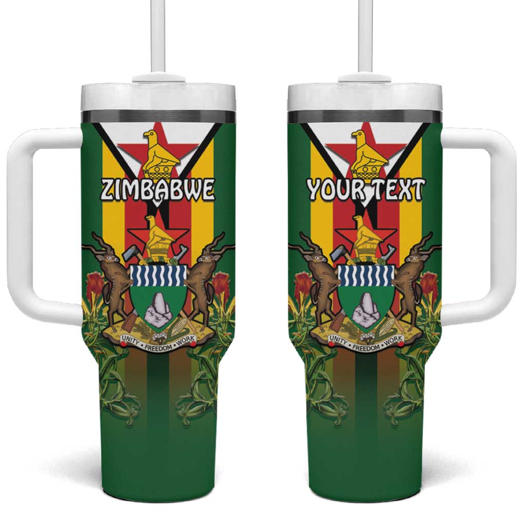 Personalised Zimbabwe Independence Day Tumbler With Handle Gloriosa Flower - Flag Style