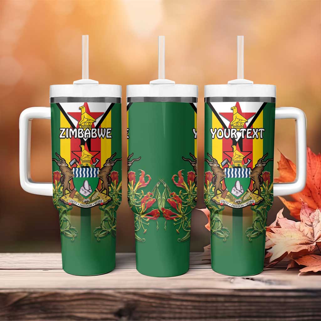 Personalised Zimbabwe Independence Day Tumbler With Handle Gloriosa Flower - Flag Style