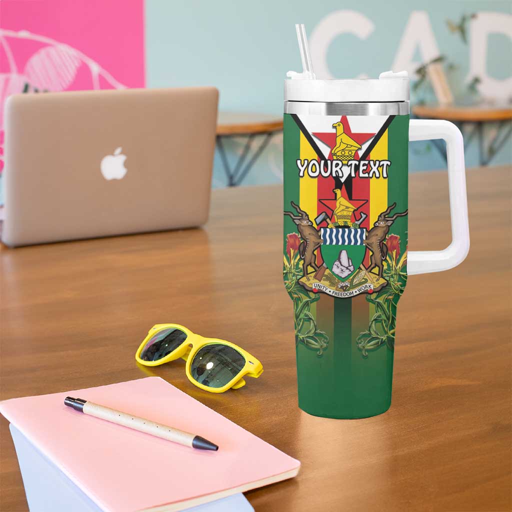 Personalised Zimbabwe Independence Day Tumbler With Handle Gloriosa Flower - Flag Style