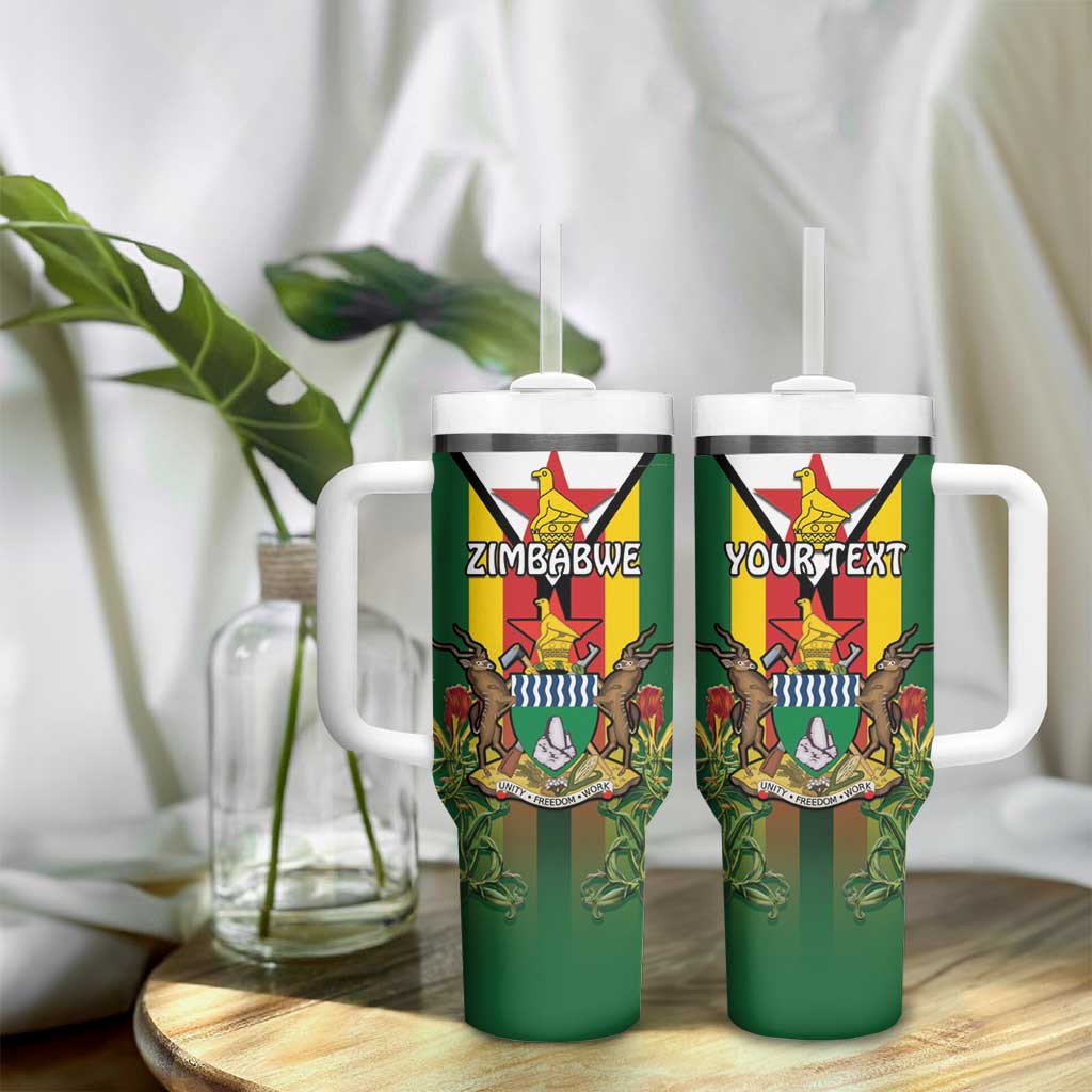 Personalised Zimbabwe Independence Day Tumbler With Handle Gloriosa Flower - Flag Style