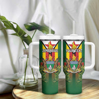 Personalised Zimbabwe Independence Day Tumbler With Handle Gloriosa Flower - Flag Style