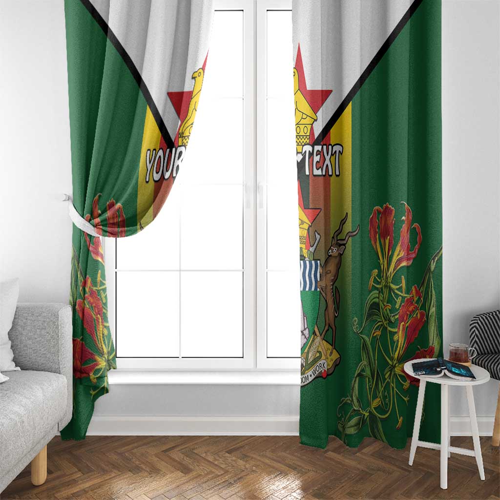 Personalised Zimbabwe Independence Day Window Curtain Gloriosa Flower - Flag Style