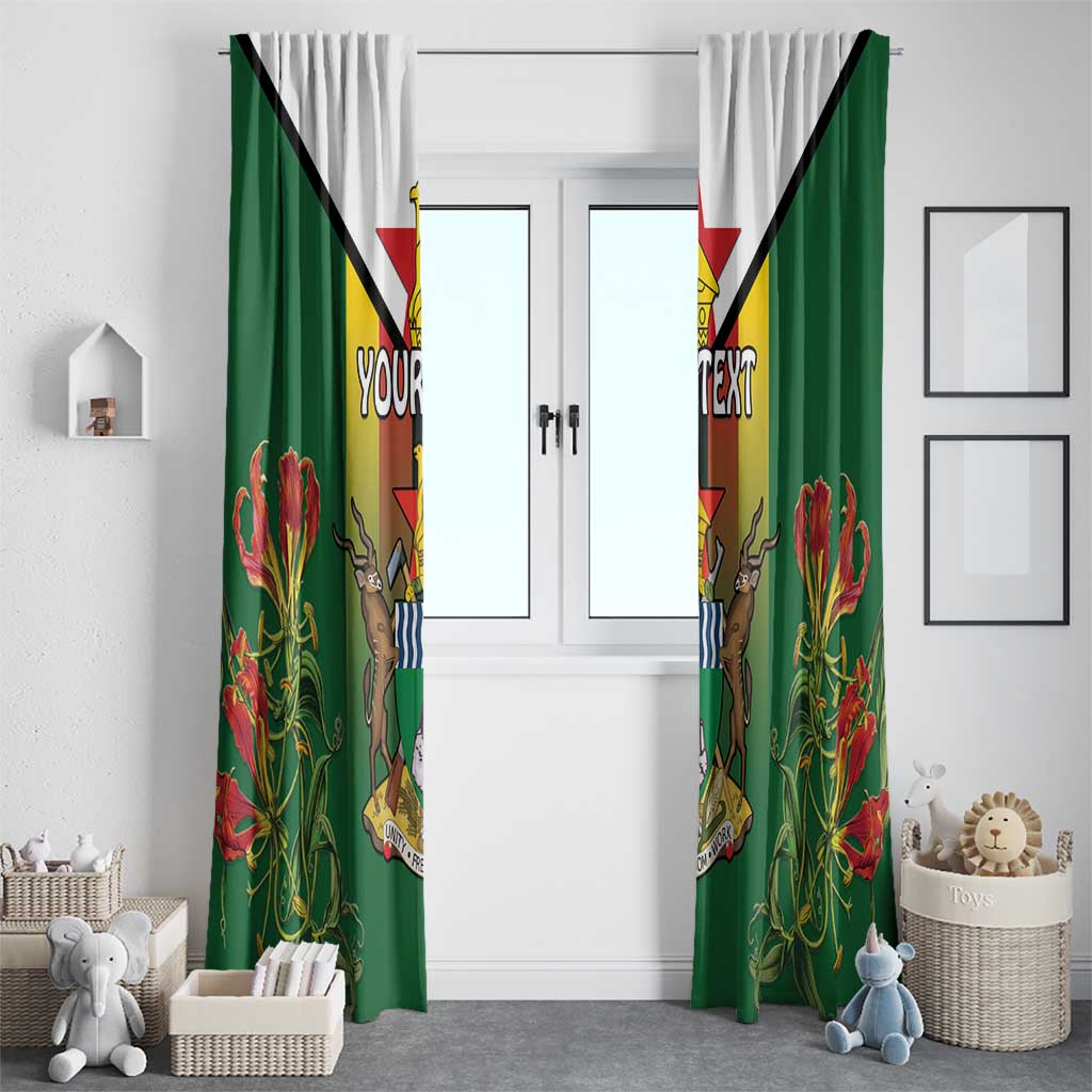 Personalised Zimbabwe Independence Day Window Curtain Gloriosa Flower - Flag Style