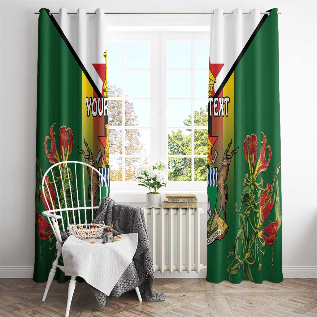 Personalised Zimbabwe Independence Day Window Curtain Gloriosa Flower - Flag Style