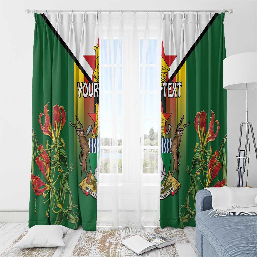 Personalised Zimbabwe Independence Day Window Curtain Gloriosa Flower - Flag Style