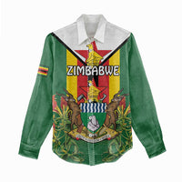 Personalised Zimbabwe Independence Day Women Casual Shirt Gloriosa Flower - Flag Style