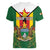 Personalised Zimbabwe Independence Day Women V-Neck T-Shirt Gloriosa Flower - Flag Style