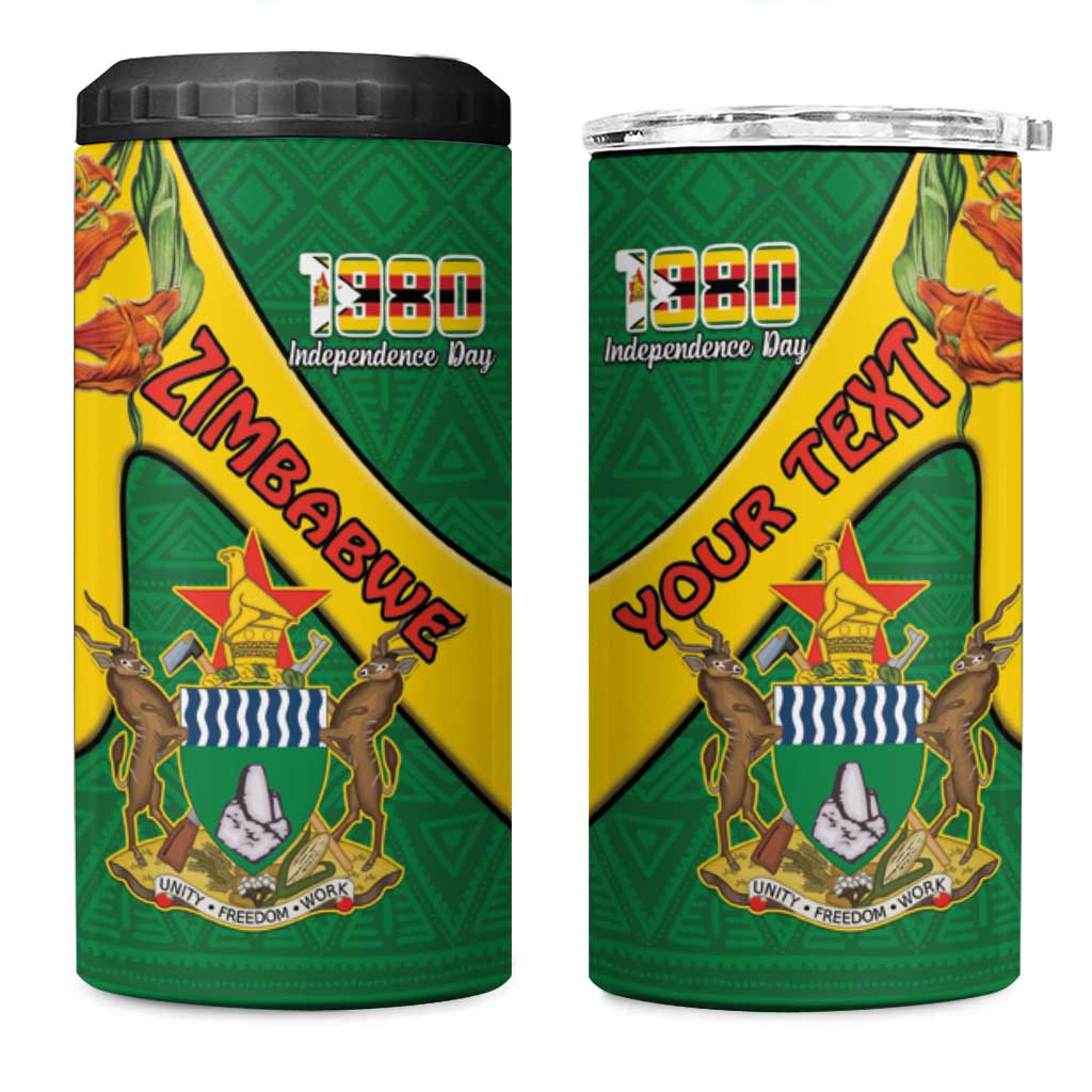 Personalised Zimbabwe 4 in 1 Can Cooler Tumbler 1980 Independence Day