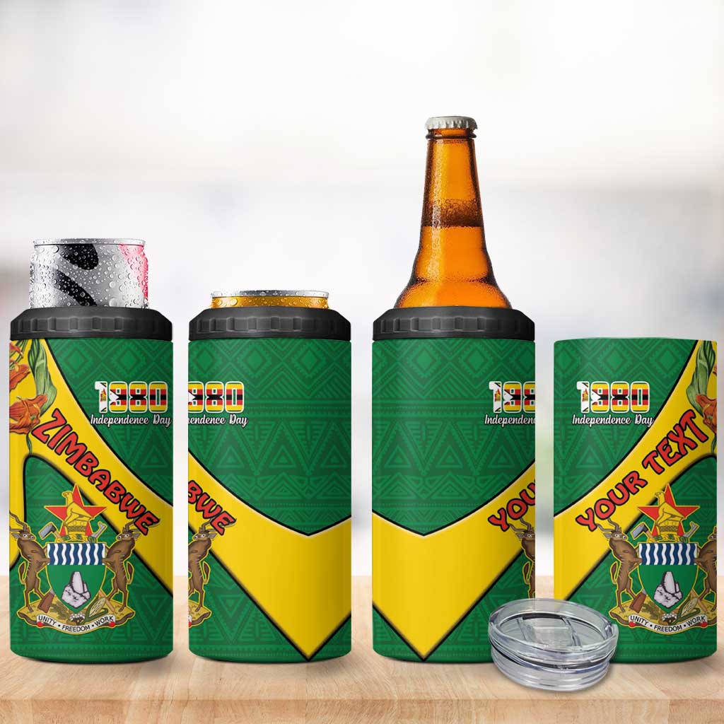 Personalised Zimbabwe 4 in 1 Can Cooler Tumbler 1980 Independence Day