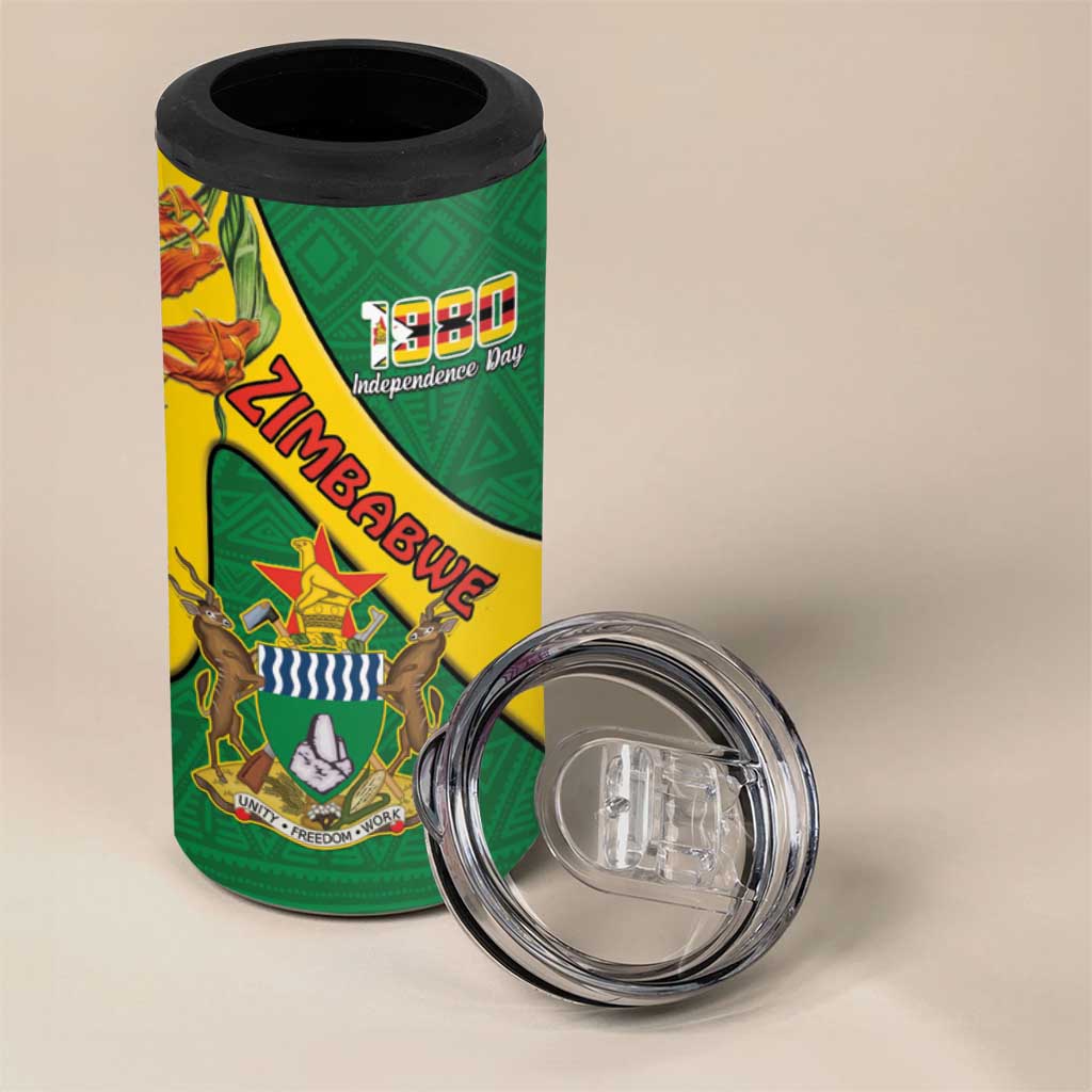 Personalised Zimbabwe 4 in 1 Can Cooler Tumbler 1980 Independence Day