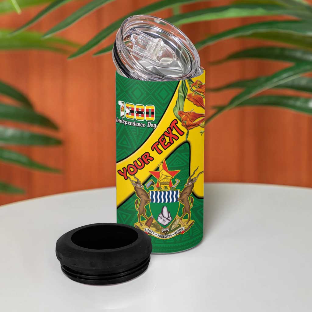 Personalised Zimbabwe 4 in 1 Can Cooler Tumbler 1980 Independence Day