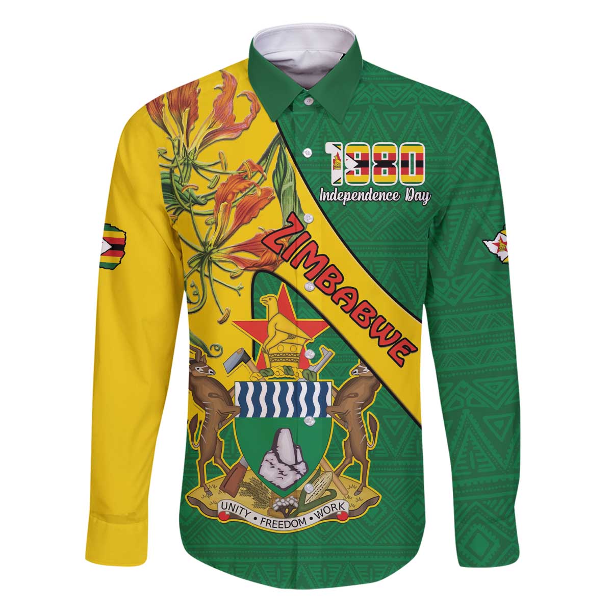 Personalised Zimbabwe Family Matching Off The Shoulder Long Sleeve Dress and Hawaiian Shirt 1980 Independence Day