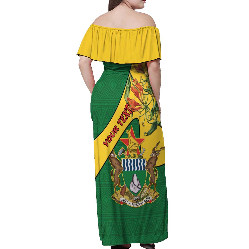 Personalised Zimbabwe Off Shoulder Maxi Dress 1980 Independence Day