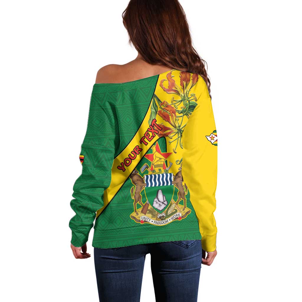 Personalised Zimbabwe Off Shoulder Sweater 1980 Independence Day