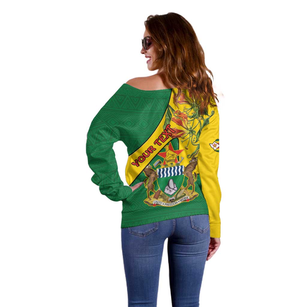 Personalised Zimbabwe Off Shoulder Sweater 1980 Independence Day