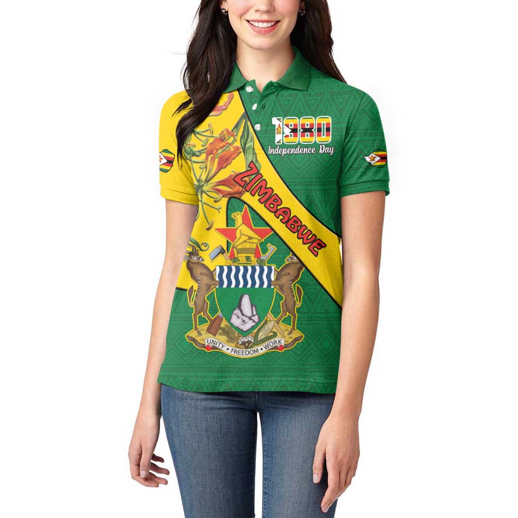 Personalised Zimbabwe Women Polo Shirt 1980 Independence Day