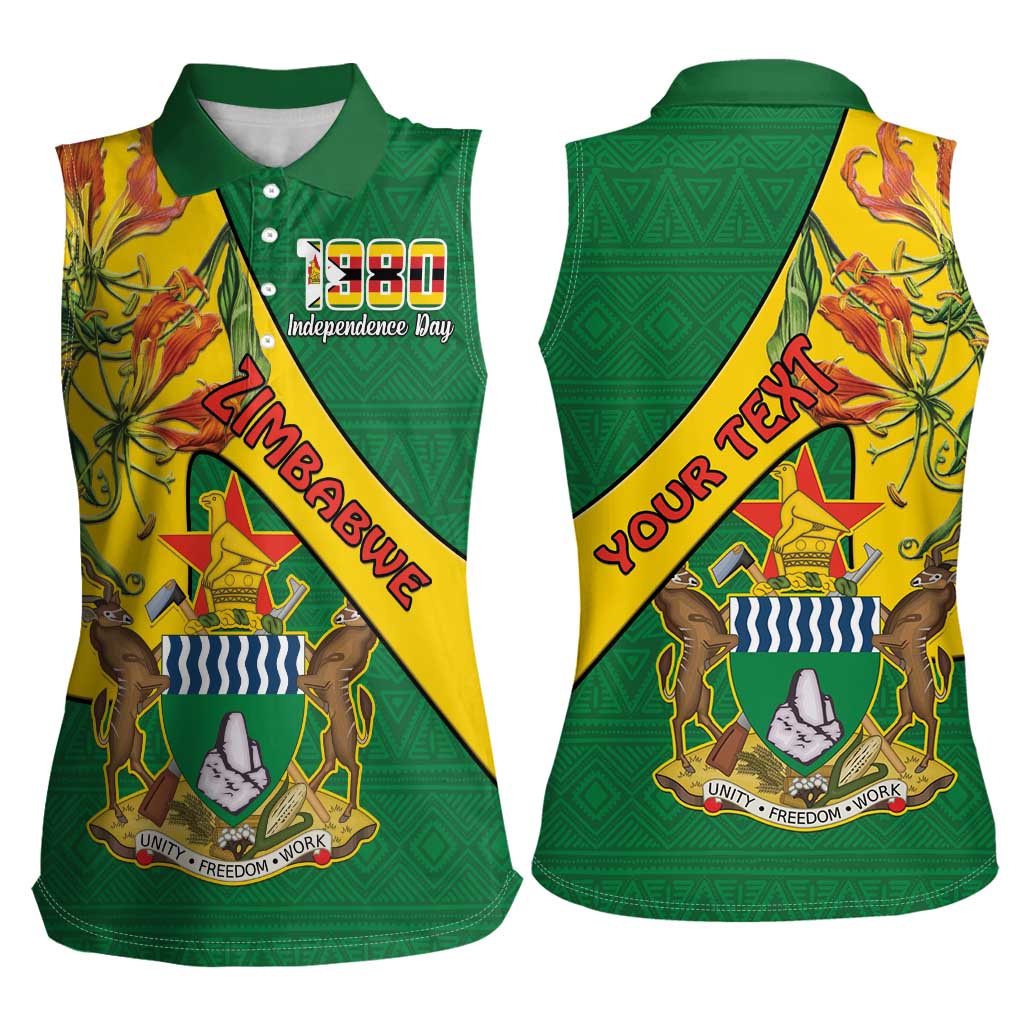 Personalised Zimbabwe Women Sleeveless Polo Shirt 1980 Independence Day