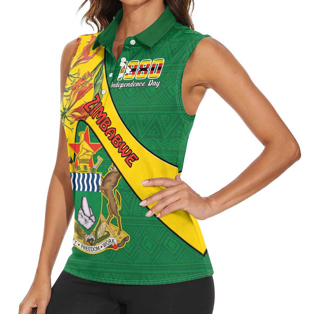 Personalised Zimbabwe Women Sleeveless Polo Shirt 1980 Independence Day