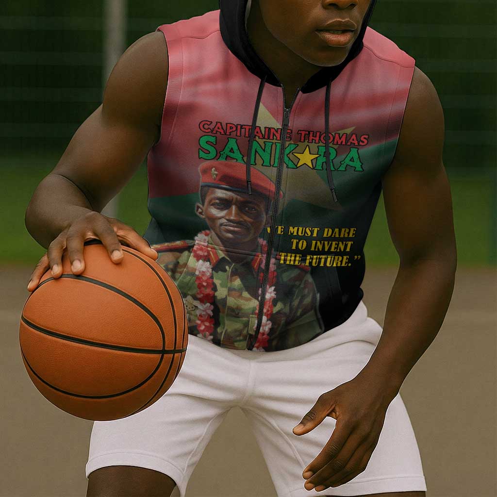 Capitaine Thomas Sankara Sleeveless Zip Hoodie We Must Dare To Invent The Future