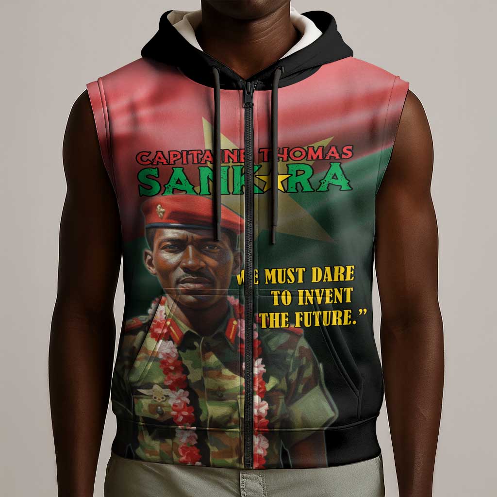 Capitaine Thomas Sankara Sleeveless Zip Hoodie We Must Dare To Invent The Future