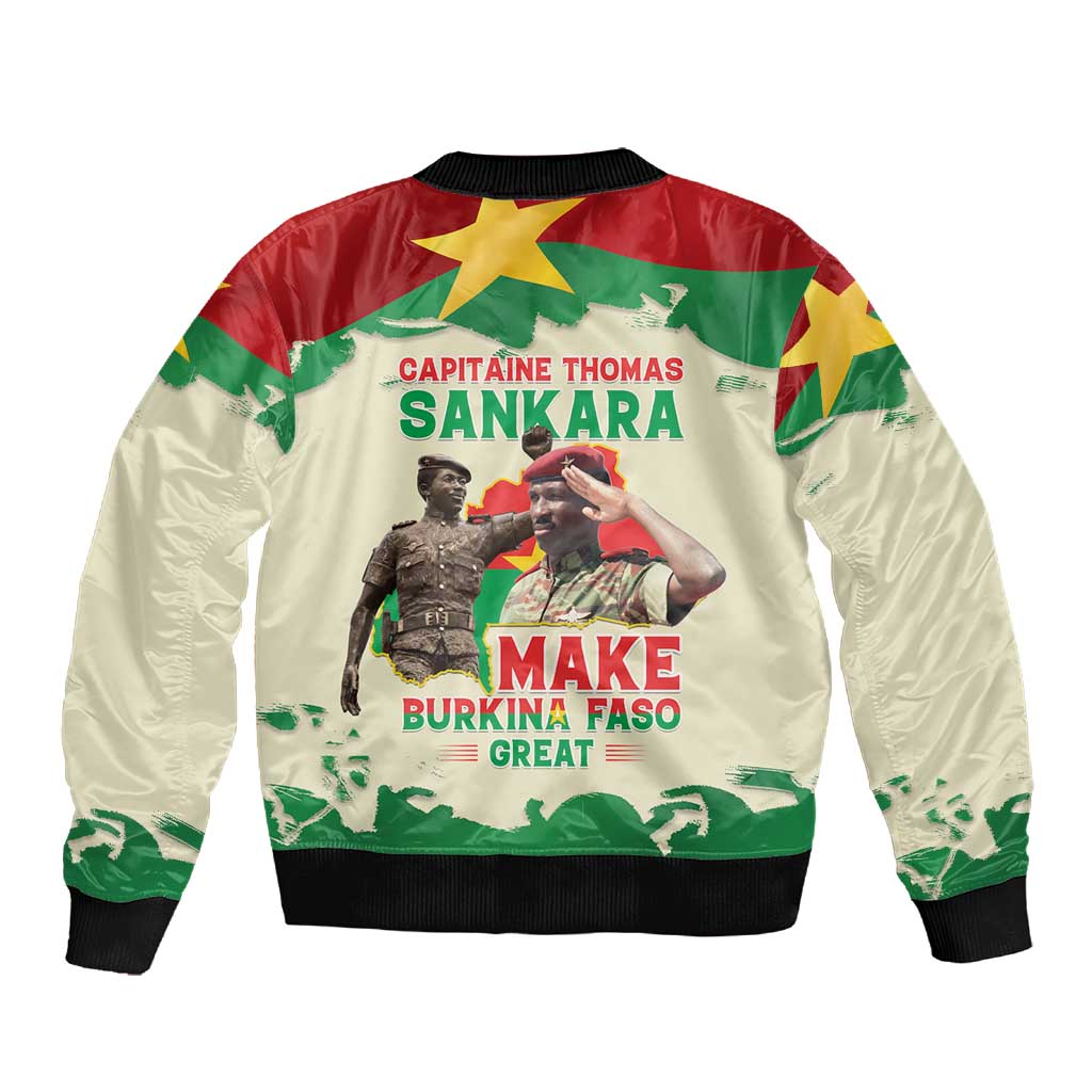 Thomas Sankara Sleeve Zip Bomber Jacket Make Burkina Faso Great