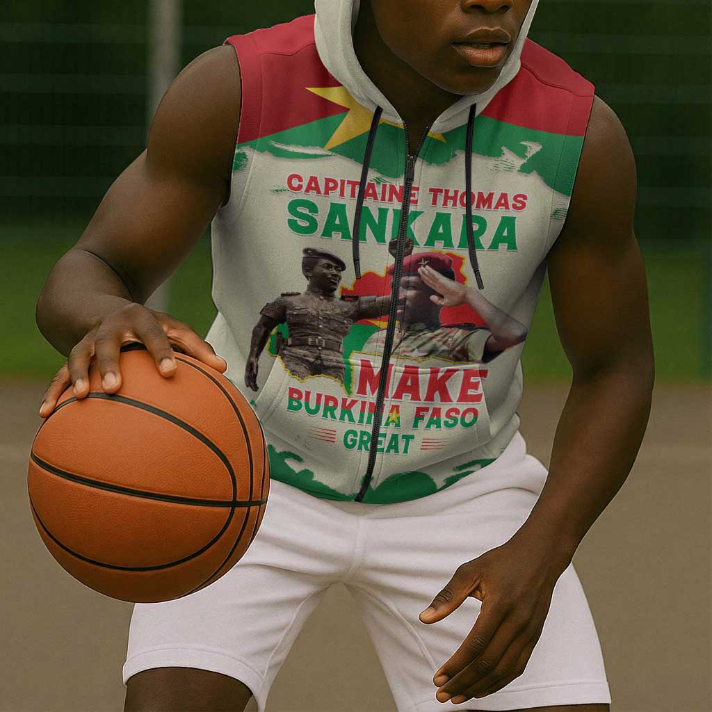 Thomas Sankara Sleeveless Zip Hoodie Make Burkina Faso Great