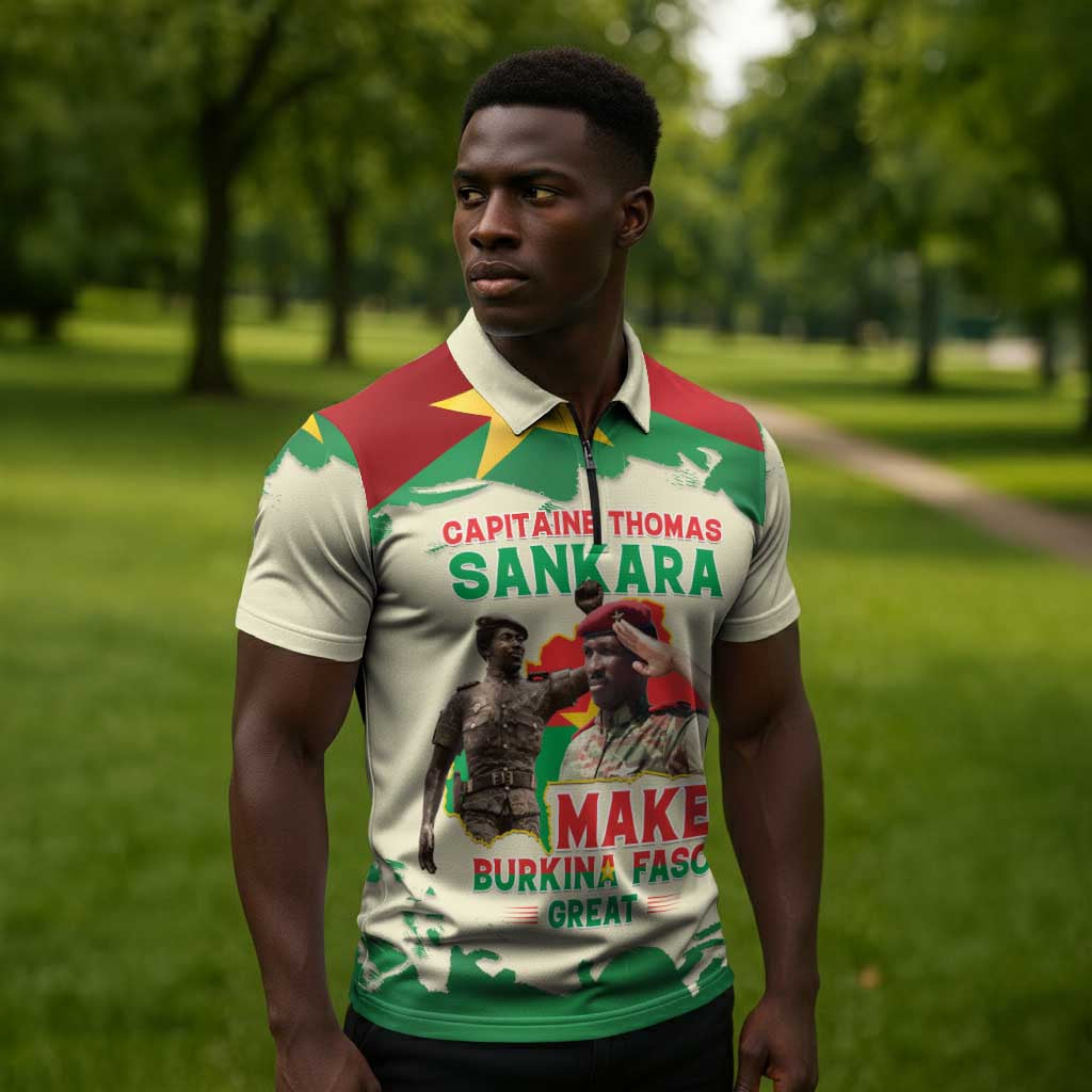 Thomas Sankara Zipper Polo Shirt Make Burkina Faso Great