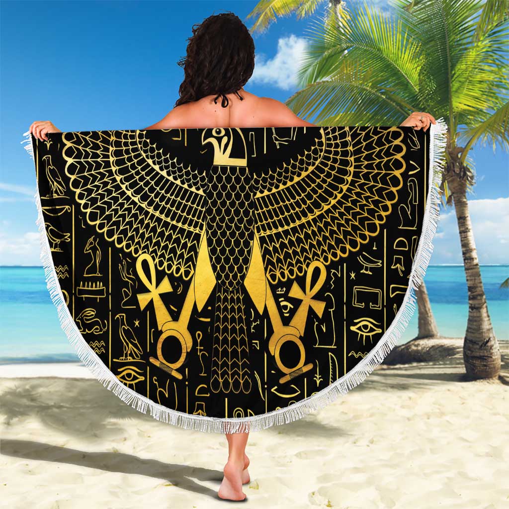 Ancient Egyptian Beach Blanket Horus Falcon God