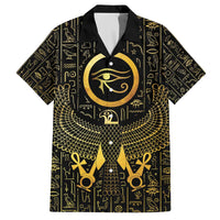 Ancient Egyptian Family Matching Off The Shoulder Long Sleeve Dress and Hawaiian Shirt Horus Falcon God