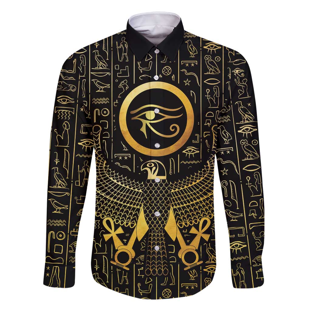 Ancient Egyptian Family Matching Off Shoulder Maxi Dress and Hawaiian Shirt Horus Falcon God