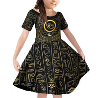 Ancient Egyptian Family Matching Off Shoulder Short Dress and Hawaiian Shirt Horus Falcon God