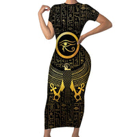 Ancient Egyptian Family Matching Short Sleeve Bodycon Dress and Hawaiian Shirt Horus Falcon God