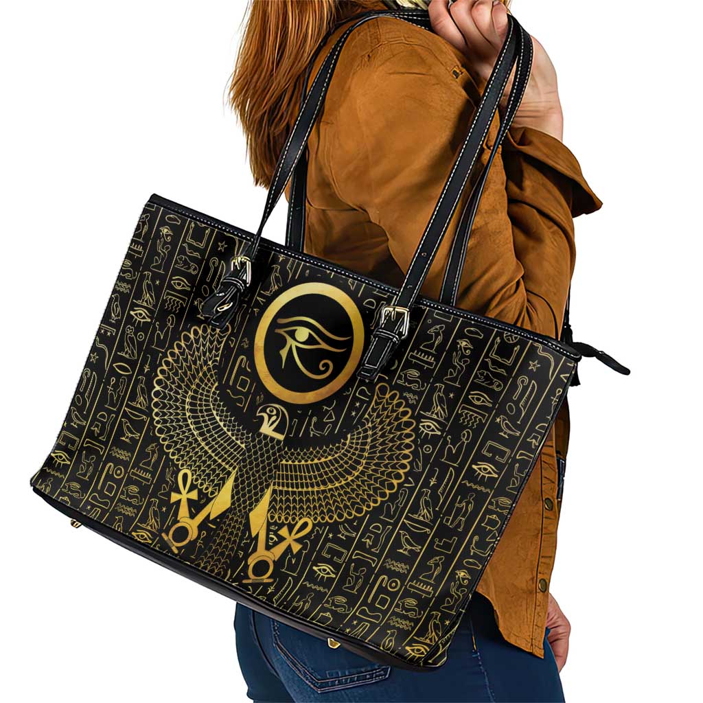 Ancient Egyptian Leather Tote Bag Horus Falcon God