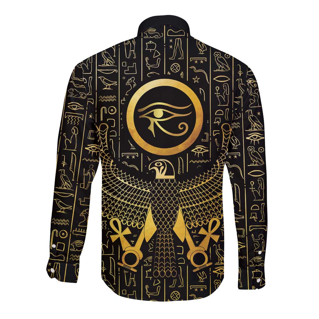 Ancient Egyptian Long Sleeve Button Shirt Horus Falcon God