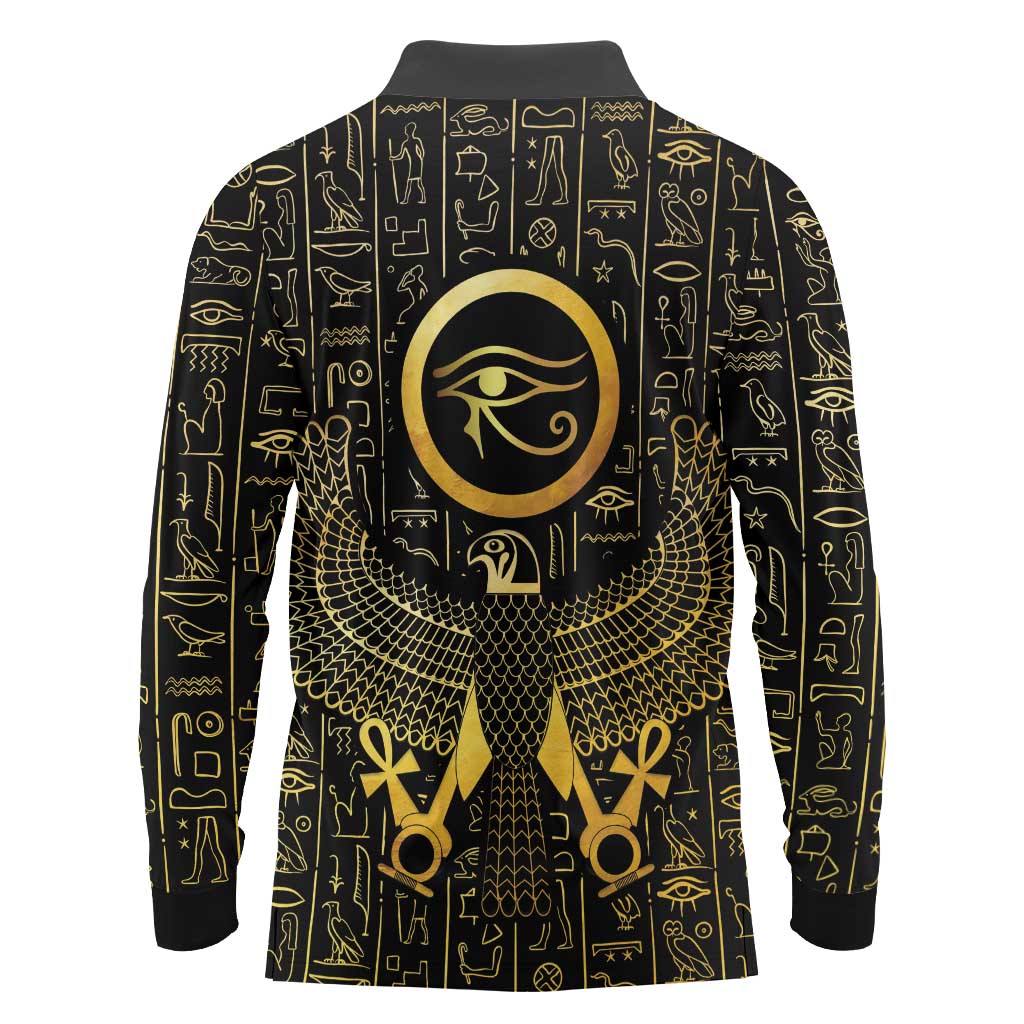 Ancient Egyptian Long Sleeve Polo Shirt Horus Falcon God