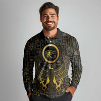 Ancient Egyptian Long Sleeve Polo Shirt Horus Falcon God