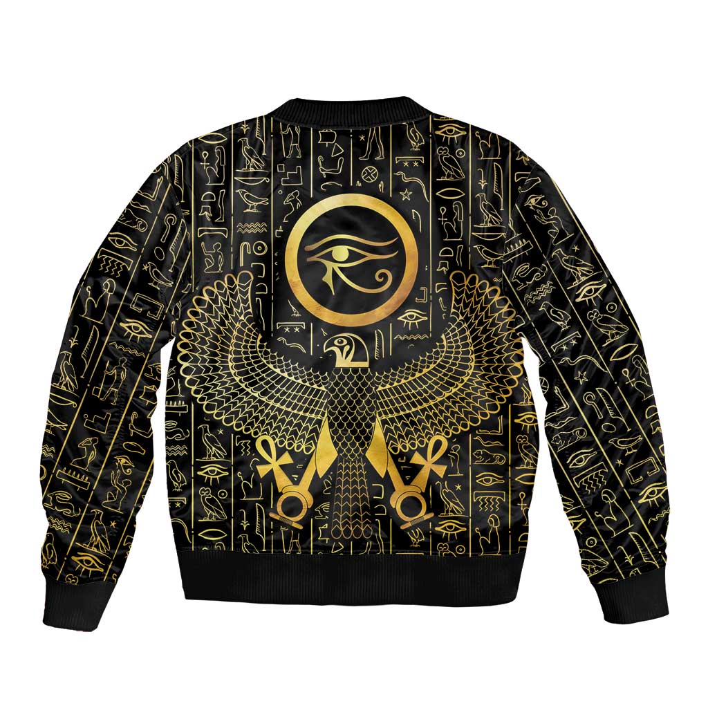 Ancient Egyptian Sleeve Zip Bomber Jacket Horus Falcon God