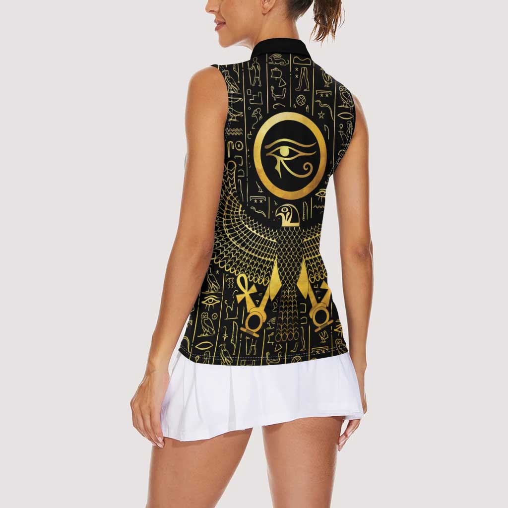 Ancient Egyptian Women Sleeveless Polo Shirt Horus Falcon God