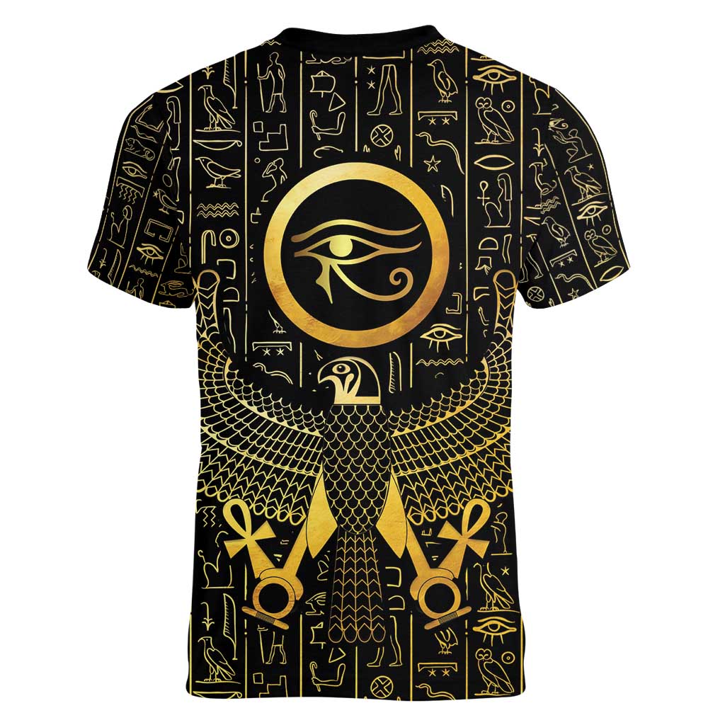 Ancient Egyptian Women V-Neck T-Shirt Horus Falcon God