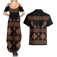Toghu Couples Matching Summer Maxi Dress and Hawaiian Shirt Cameroon Traditional Pattern