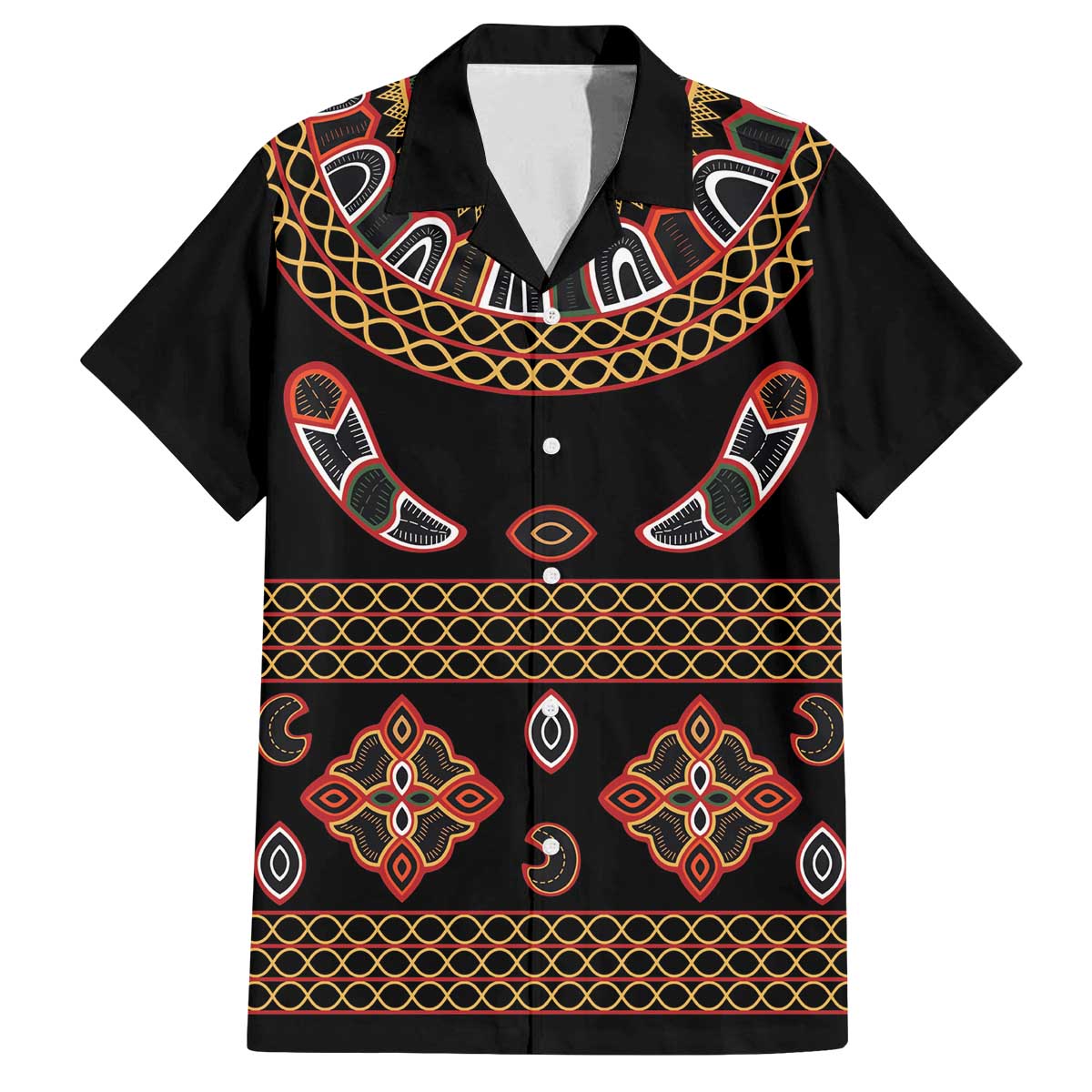 Toghu Family Matching Off The Shoulder Long Sleeve Dress and Hawaiian Shirt Cameroon Traditional Pattern