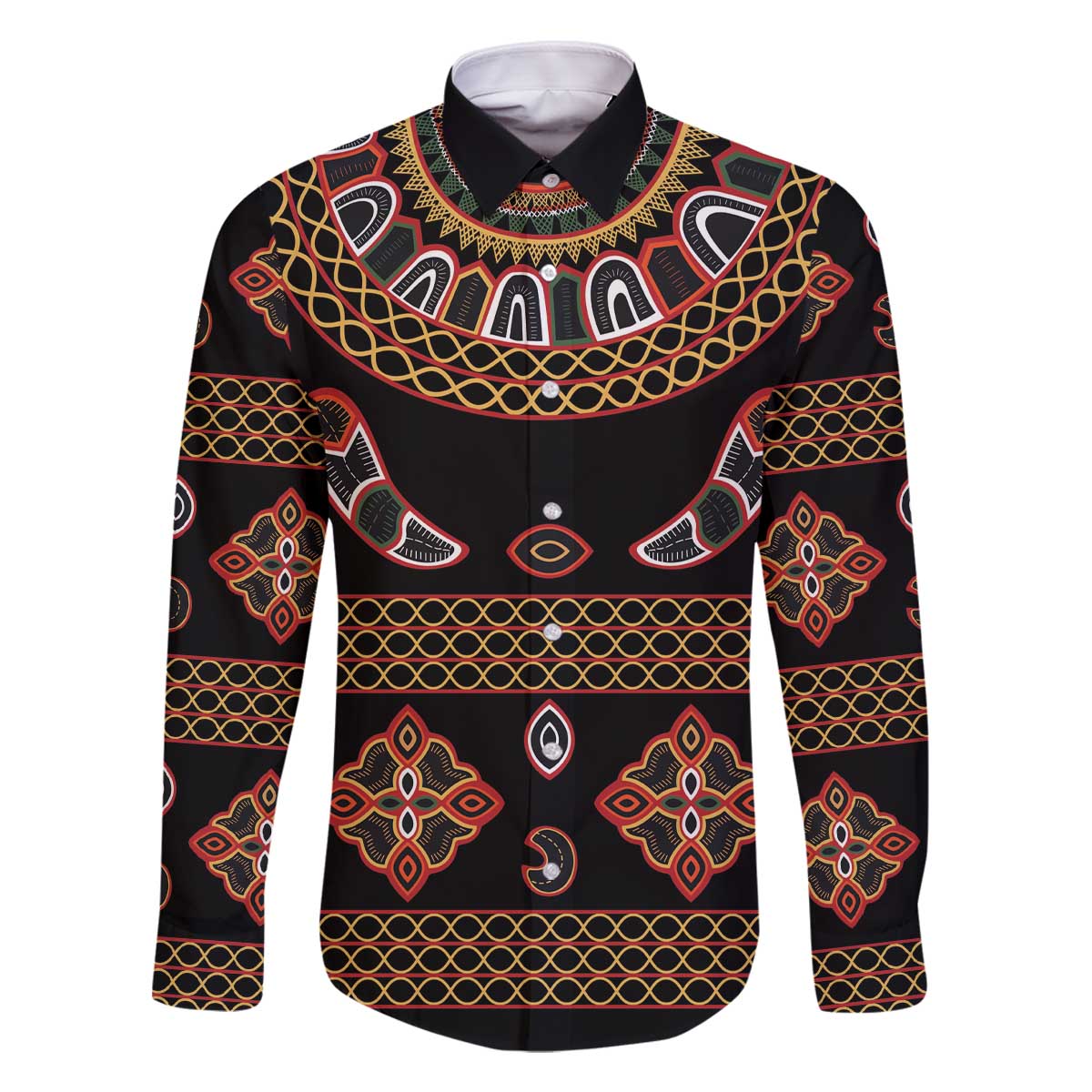 Toghu Family Matching Off The Shoulder Long Sleeve Dress and Hawaiian Shirt Cameroon Traditional Pattern