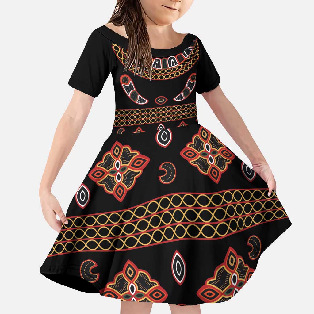 Toghu Family Matching Off Shoulder Maxi Dress and Hawaiian Shirt Cameroon Traditional Pattern