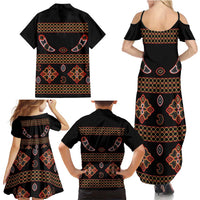 Toghu Family Matching Summer Maxi Dress and Hawaiian Shirt Cameroon Traditional Pattern