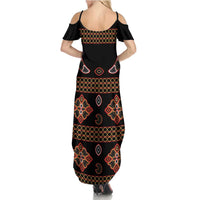 Toghu Family Matching Summer Maxi Dress and Hawaiian Shirt Cameroon Traditional Pattern