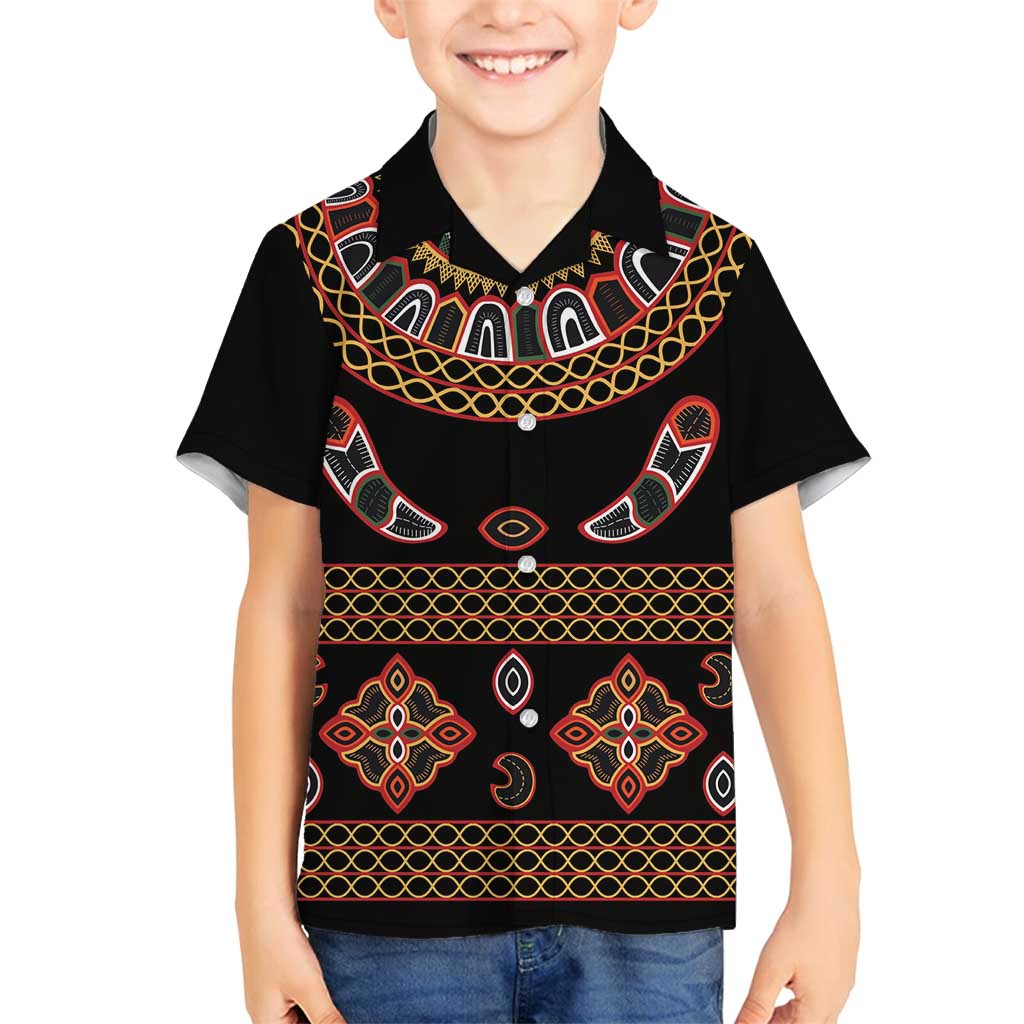 Toghu Family Matching Summer Maxi Dress and Hawaiian Shirt Cameroon Traditional Pattern