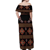 Toghu Off Shoulder Maxi Dress Cameroon Traditional Pattern